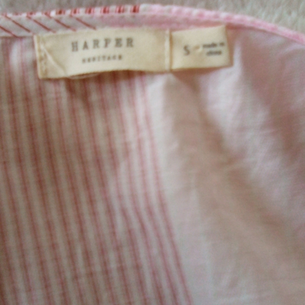 Harper Heritage/Francesca's Collection Red and Cream Striped Wrap Top - Picture 7 of 8